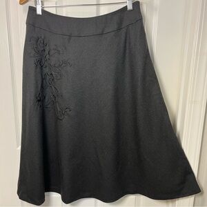 Pendleton Women Wool Charcoal Gray Embroidered Skirt Lined Size 10